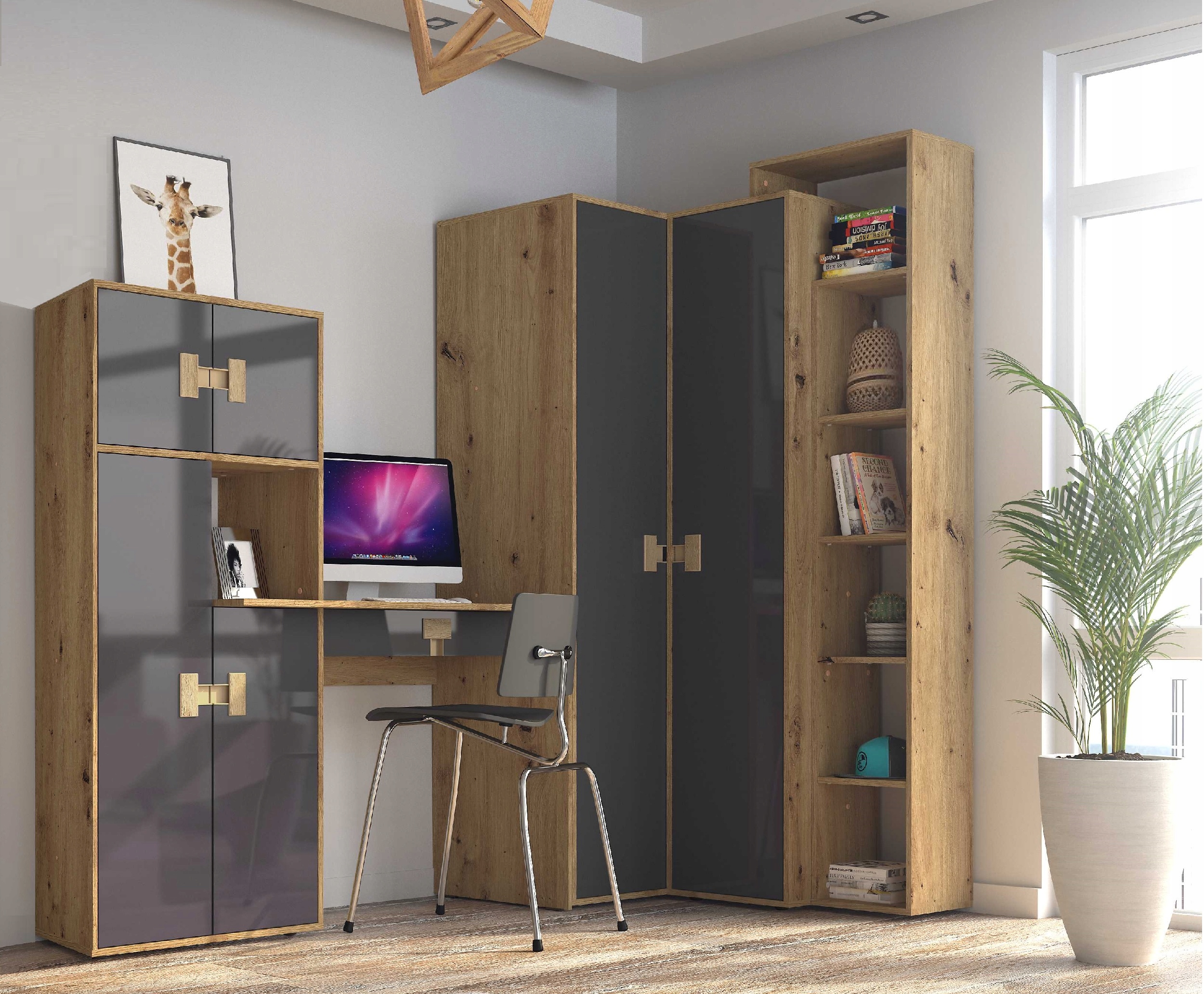 

zestaw biurko narożna szafa komplet mebli Index A