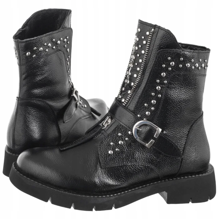 Boty Kotníkové Boty Zateplené Kožené Dámské Venezia Černé L016LEBLOB034