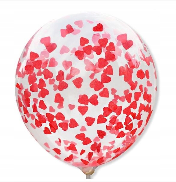 

Balon przeźroczysty z konfetti Czerwone Serca 30cm