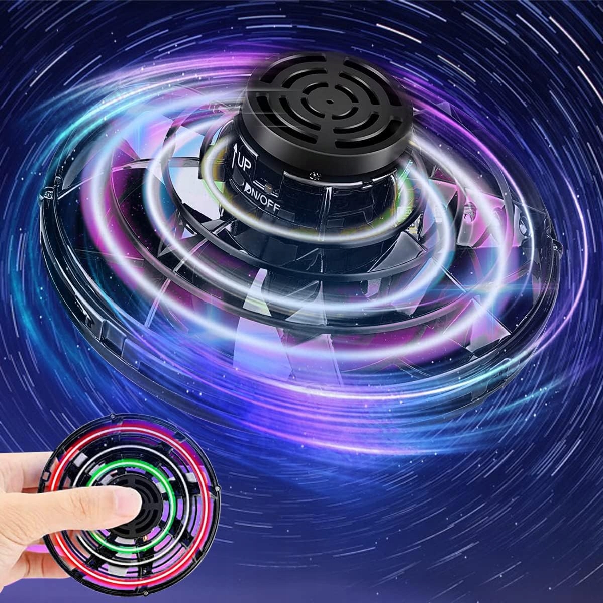 LATAJĄCY SPINNER BUMERANG UFO LED dla dzieci 360 ELEFUN Wiek dziecka 8 lat +
