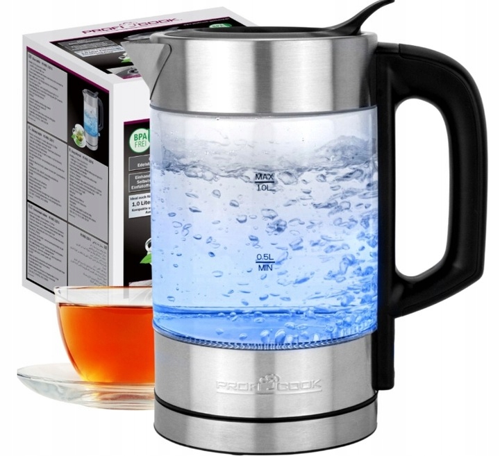 Rychlovarná konvice skleněná osvětlená led Profi Cook Pc-wks 1229 1600 W