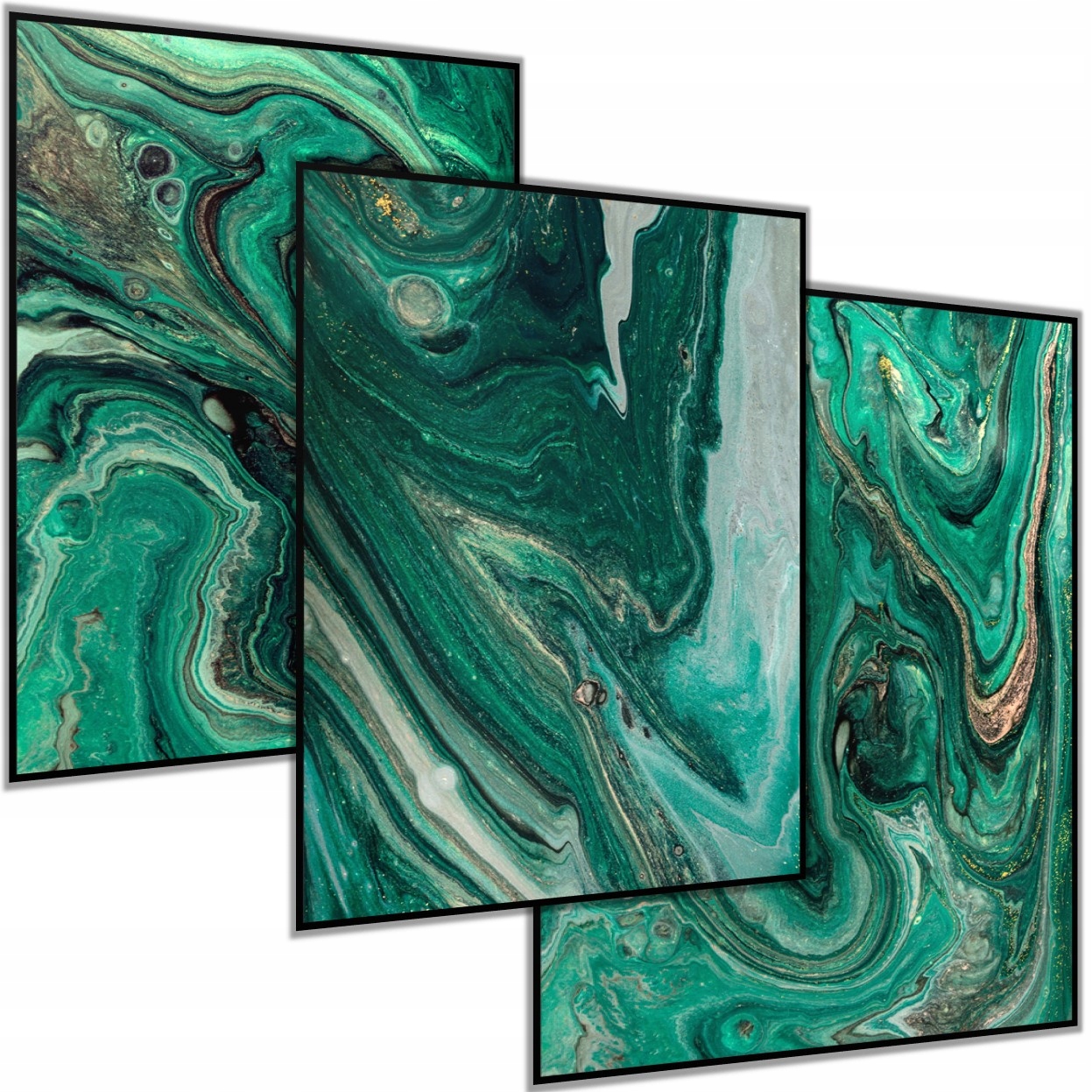 3 x Plakát Obraz 50x70 Zelený Mramor Glamour