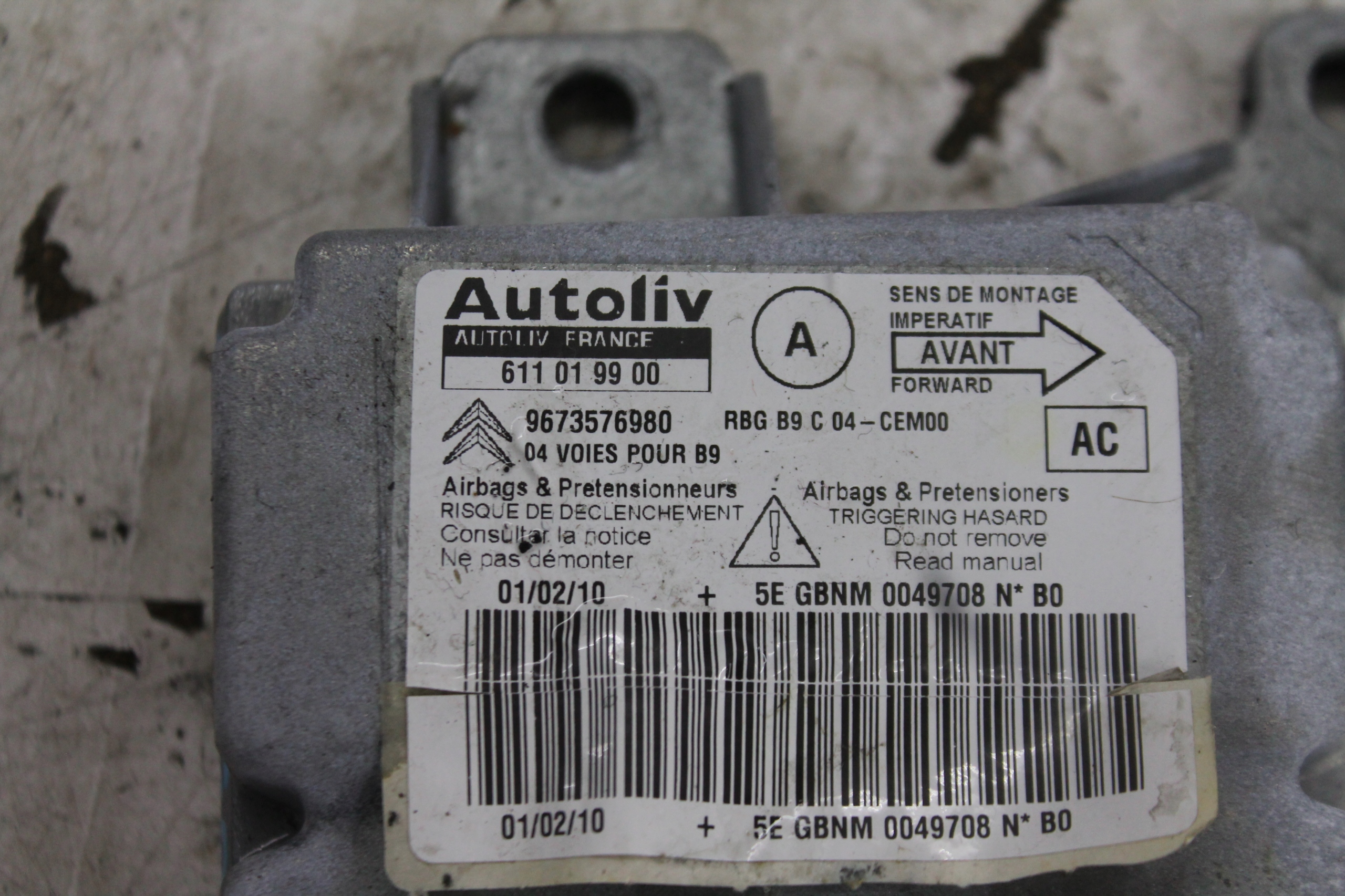 MODULO SENSOR AIRBAG 9673576980 BERLINGO II PARTNER II 08-12