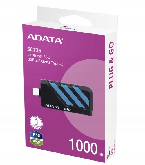 Adata Ssd disk External SC735 1TB U3.2C 1000/1000MB/s modrý