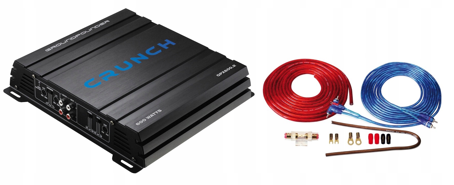 Crunch GPX600.2 zosilňovač do auta káble Sinustec BCS-1000 sada