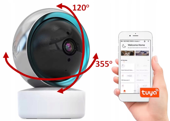 Kamera mini ip wifi otočná chůvička monitorování tuya
