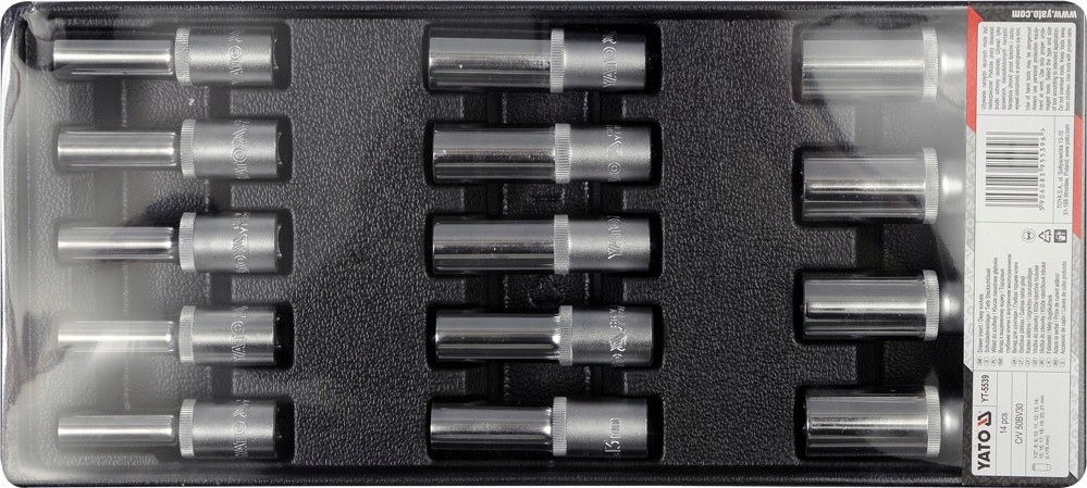 WKŁAD DO SZUFLADY NASADKI DŁUGIE 8-21MM 1/2" Kod producenta YT-5539