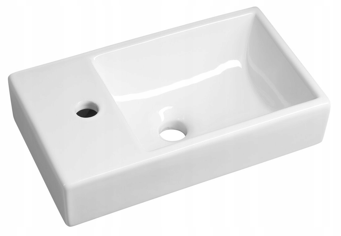 Minos keramické umývadlo 45x26 cm, batéria na ľavej strane, biela