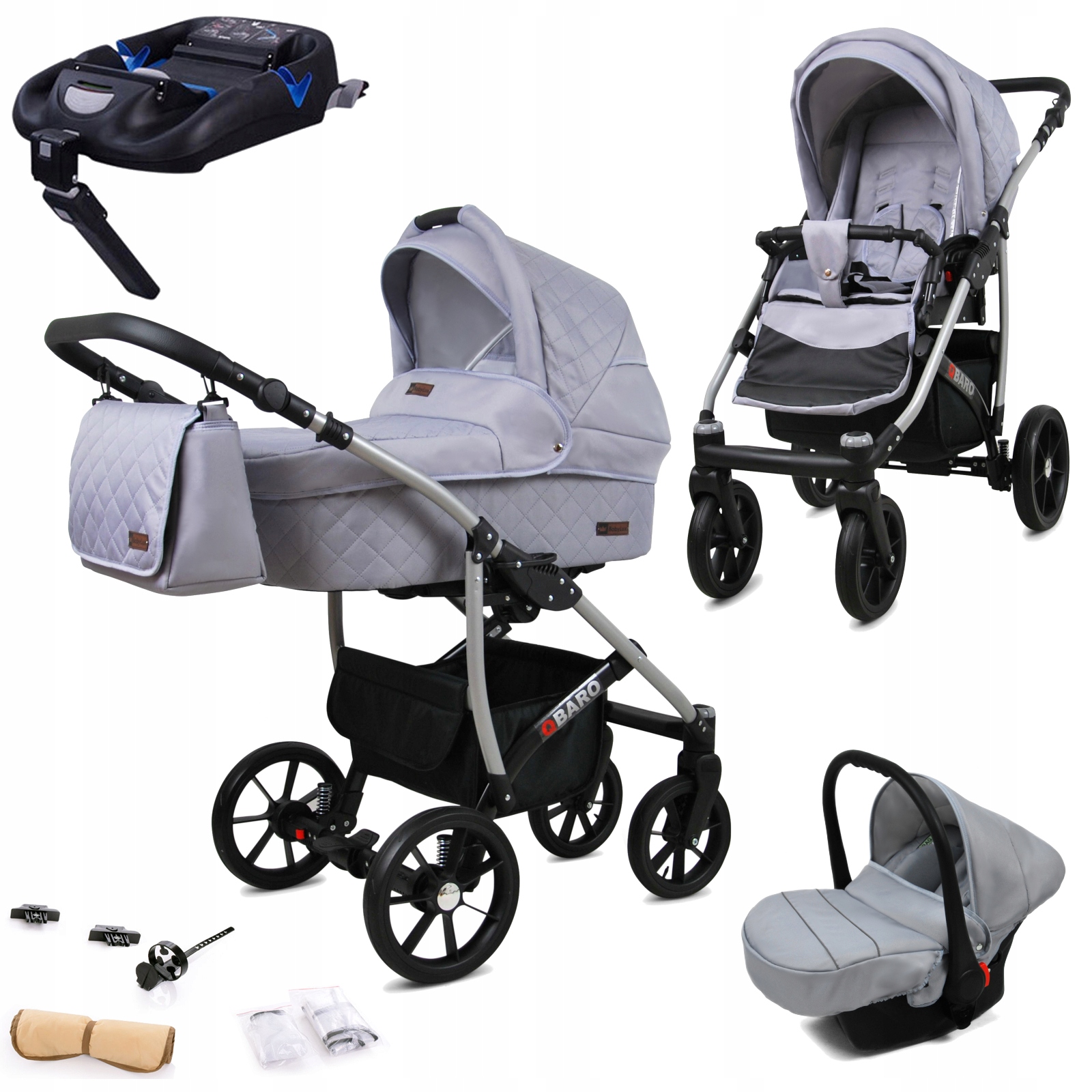 Wózek dziecięcy 4w1 BabyLux Qbaro spacerówka gondola fotelik baza Isofix