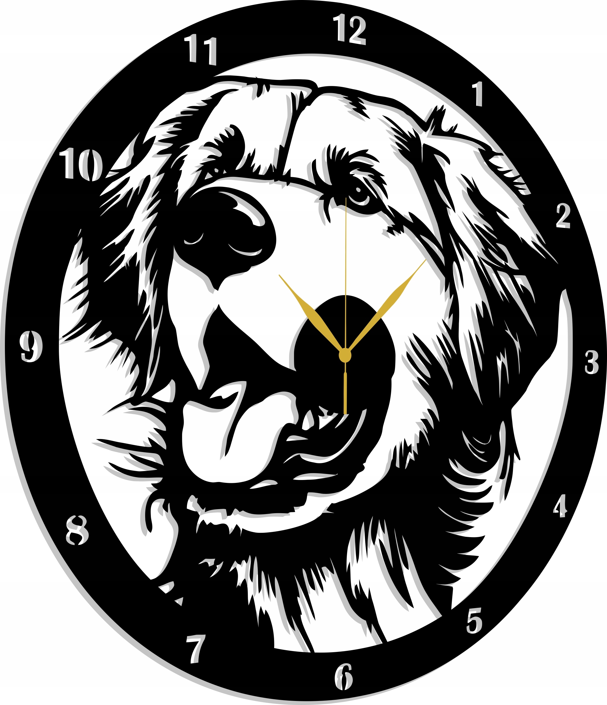 Hodiny Pes Zlatý Retrívr Plemene Pes 80CM 3D