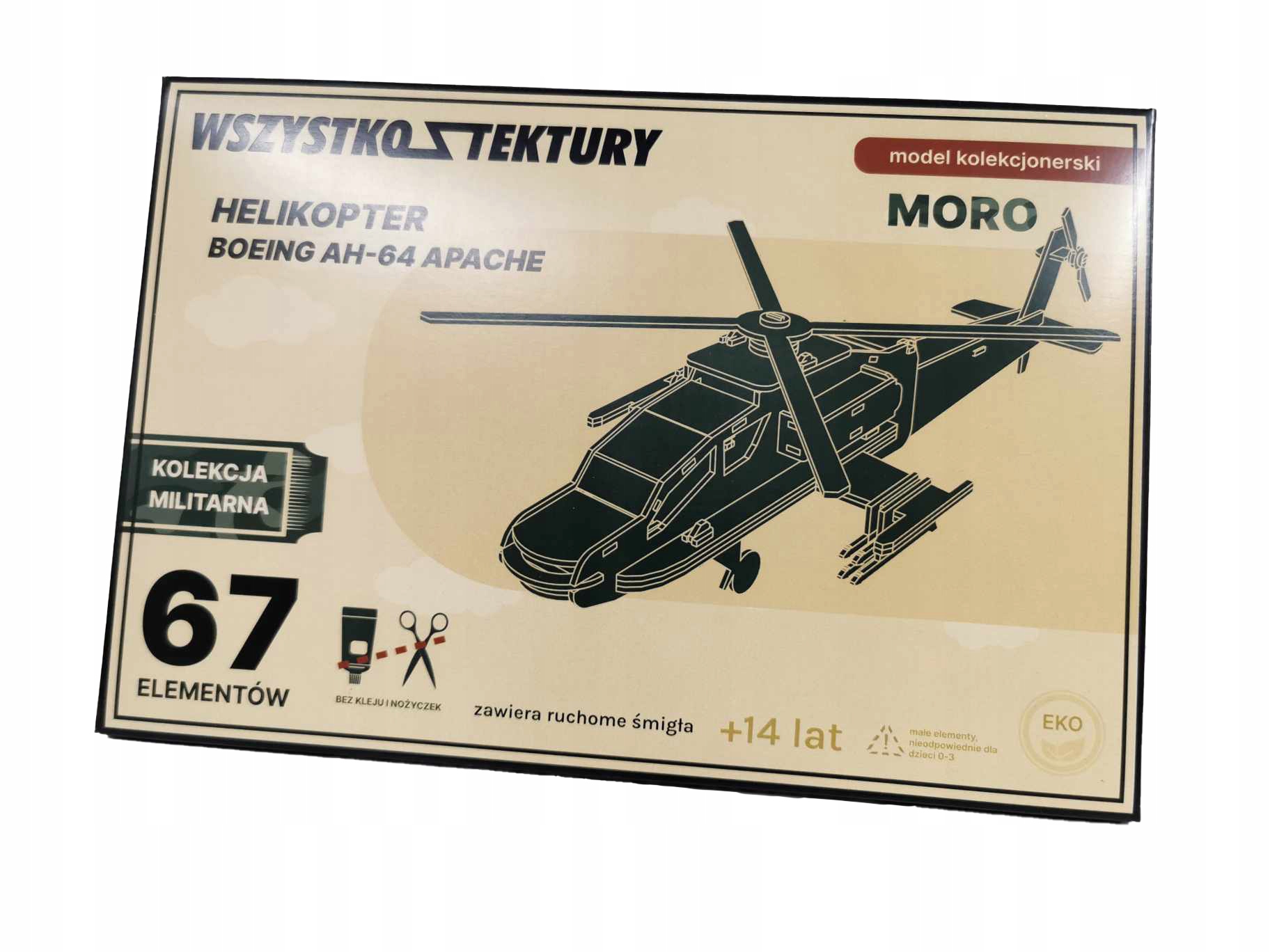 Puzzle 3D Model do składania HELIKOPTER BOEING APACHE Liczba elementów 67