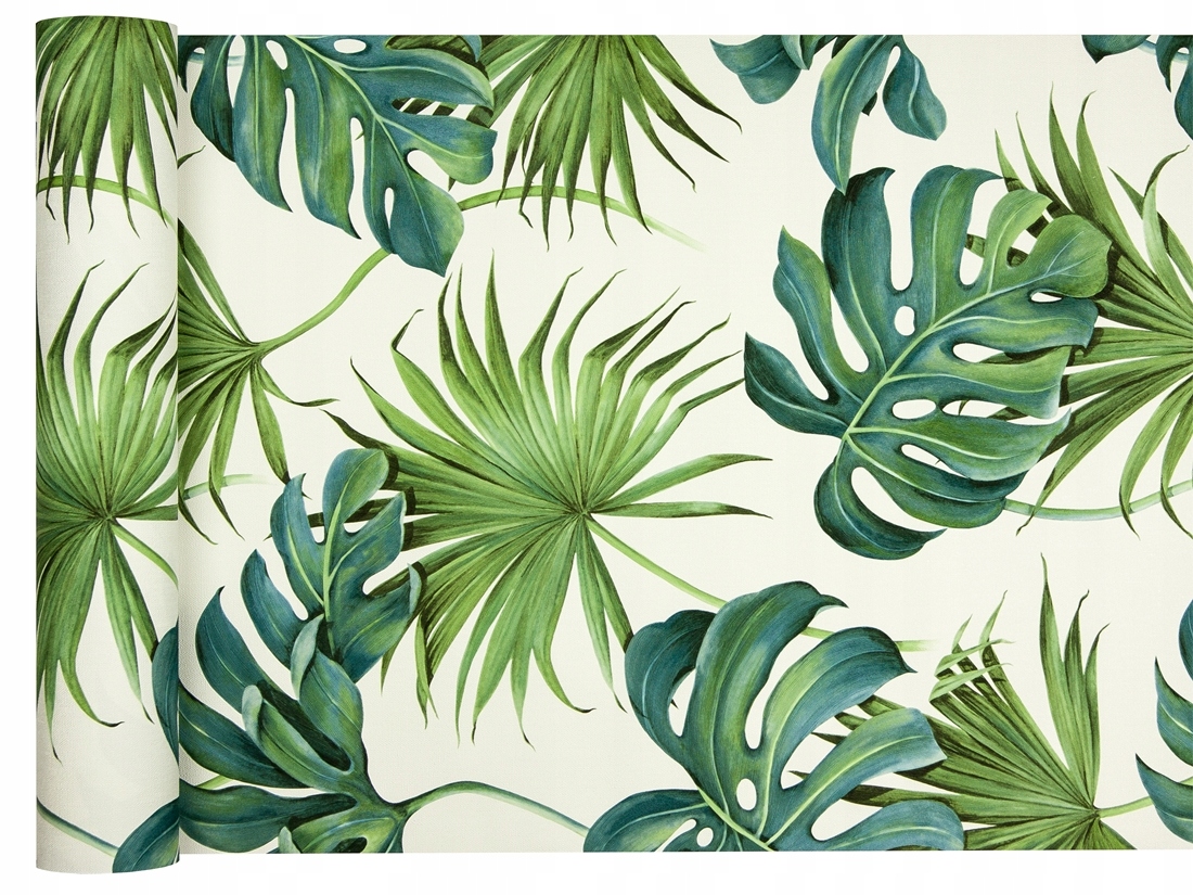 

Tapeta w Liście Palmy i monstery białe tło