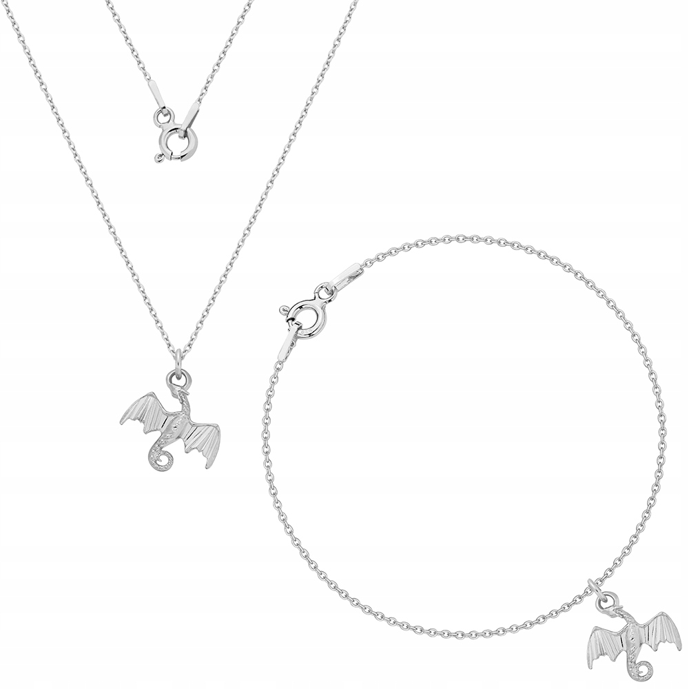 

Komplet biżuterii ze smokiem srebro 925