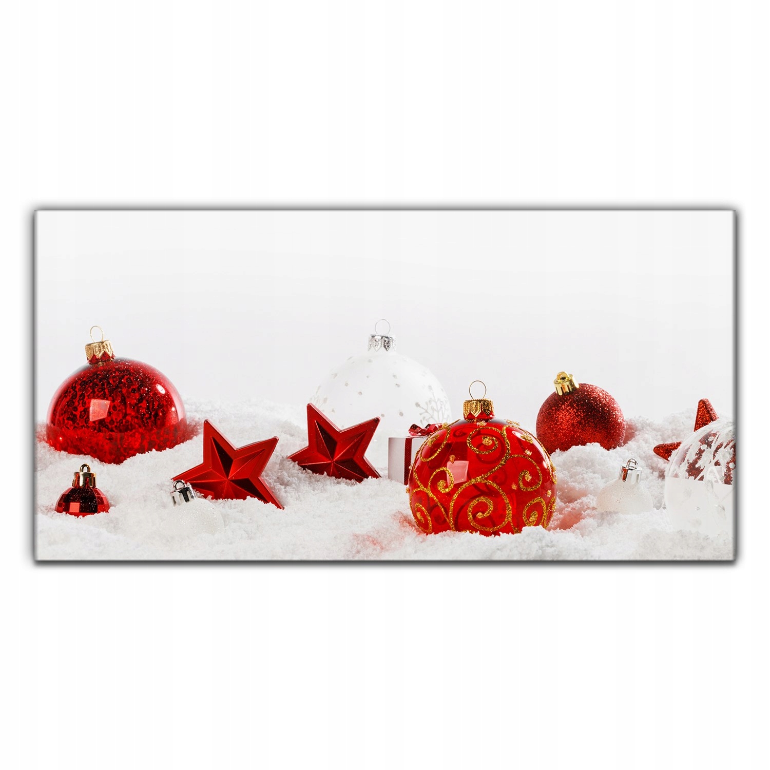 

Obraz na płótnie Bombki gwiazdy śnieg 140x70 cm