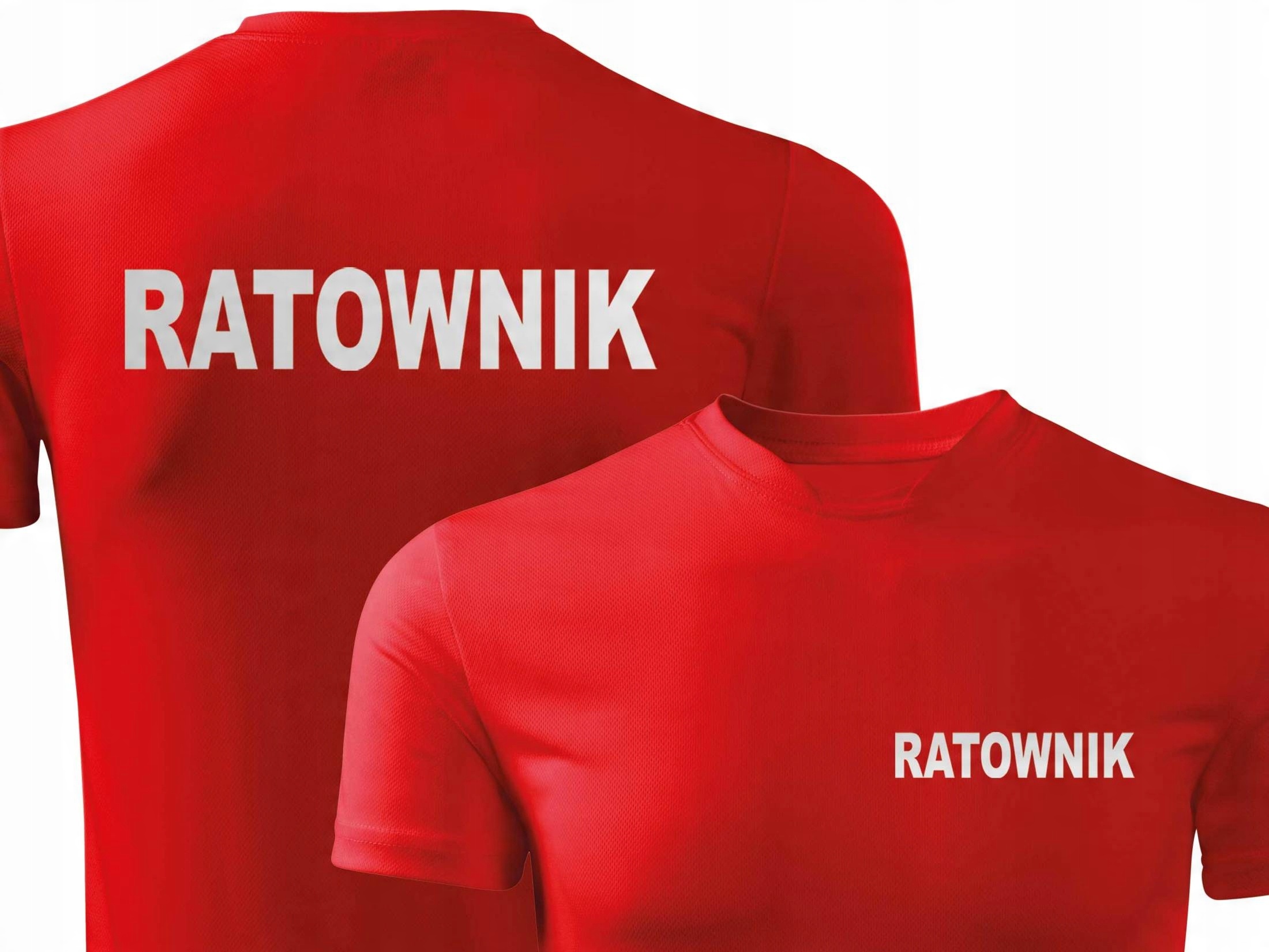 

Czerwony oddychający T-shirt termoaktywny Ratownik