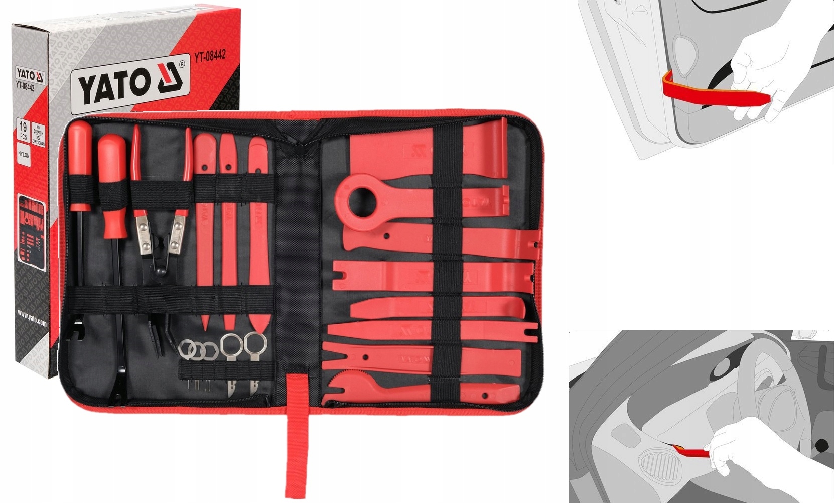 ЗНІМАЧІ ДЛЯ ОББИВКИ І РАДІО 19ШТ YATO YT-08442