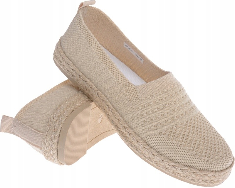 MIĘKKIE TENISÓWKI DAMSKIE ESPADRYLE MATERIAŁOWE beż