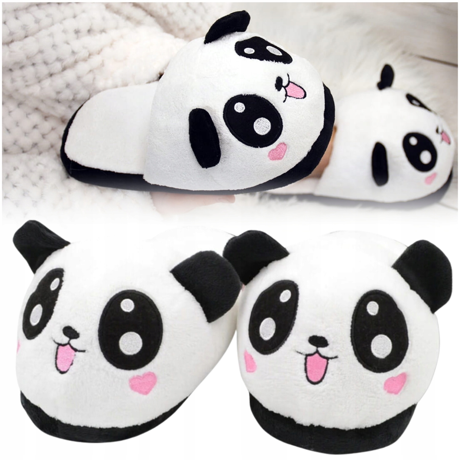 CIEPŁE KAPCIE DAMSKIE DOMOWE PANDA PLUSZOWE PREZENT DZIEŃ MATKI MAMY 36-41