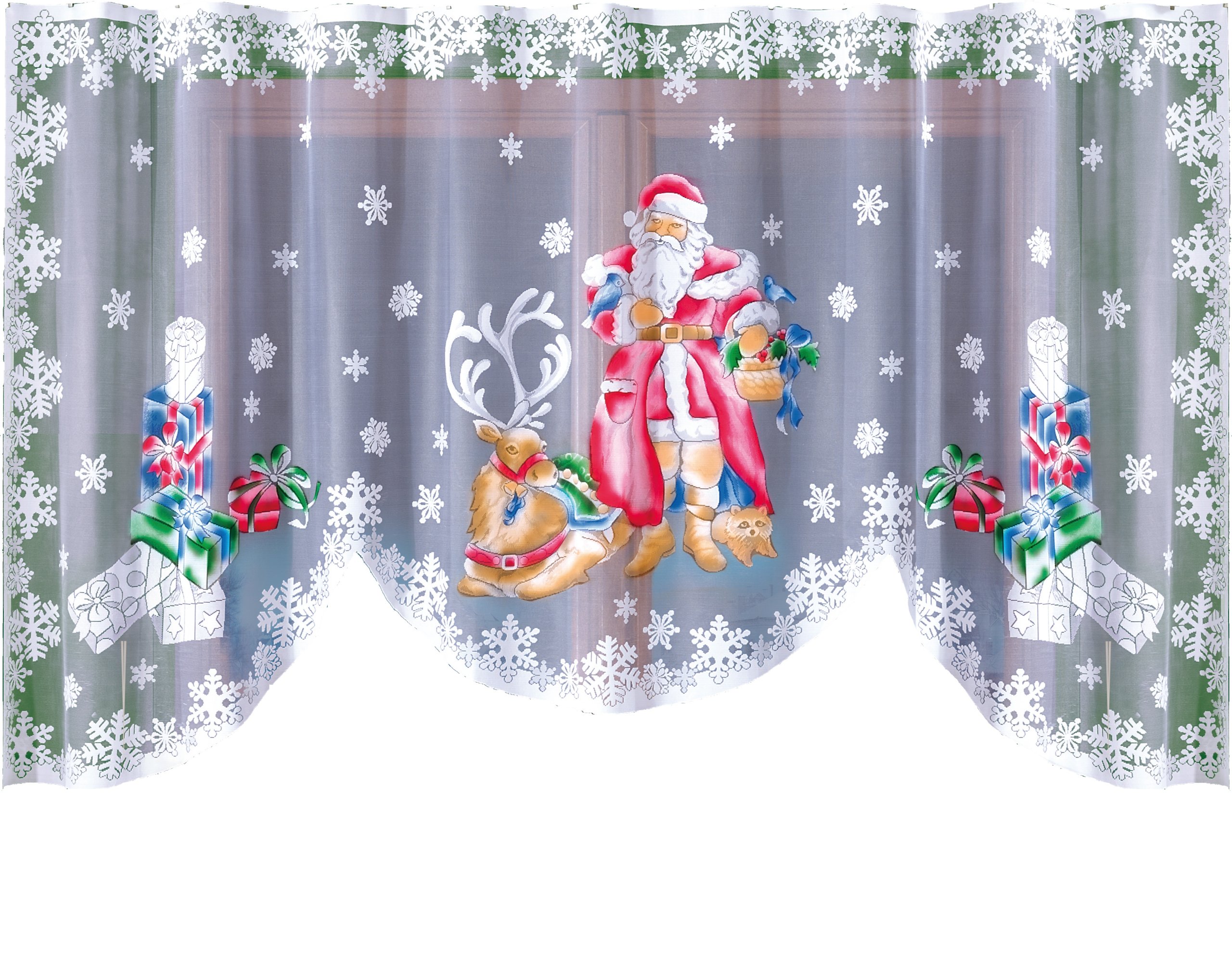 

Firana Gotowa Firanka Świąteczna Mikołaj 300X150