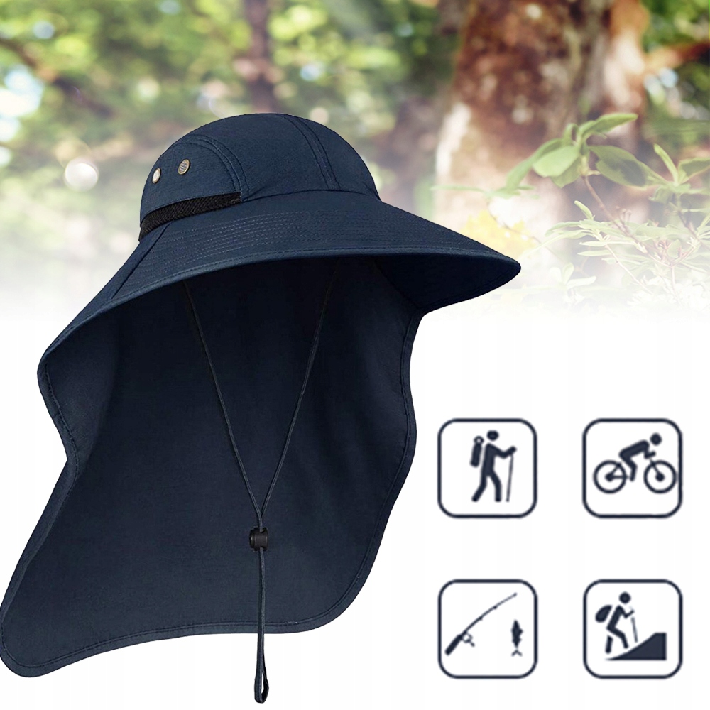 CZAPKA WĘDKARSKA UNISEX, KAPELUSZ PRZECIWSŁONECZNĄ ANTY-UV Z NAKARCZKIEM Kolor dominujący inny