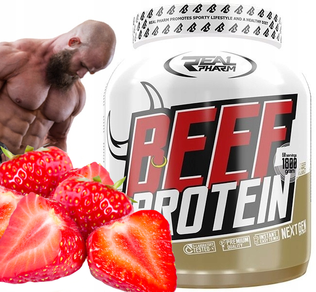 Hovězí Protein protein Real Pharm Beef Protein 85% 1800 g Jahoda