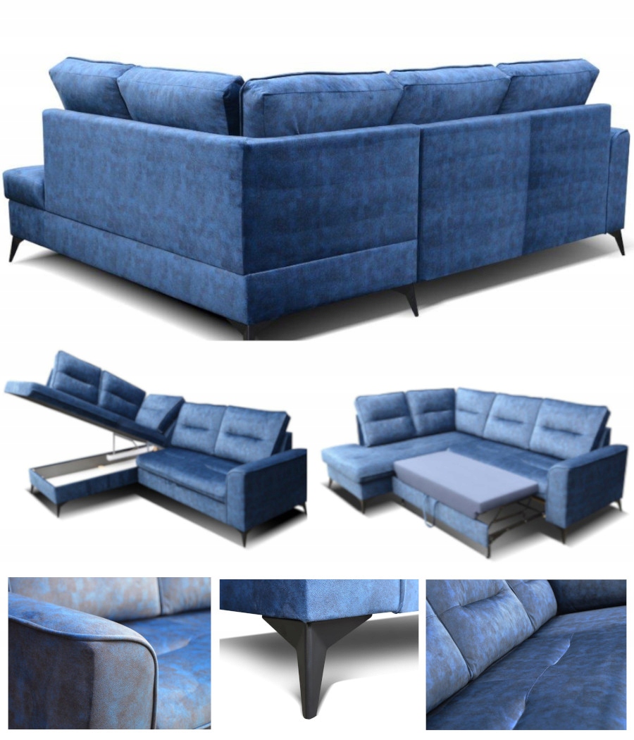 Stylový moderní Rohová Sedací Souprava 260×200 Nohy 15 CM funkce Spaní Kongo RBN14