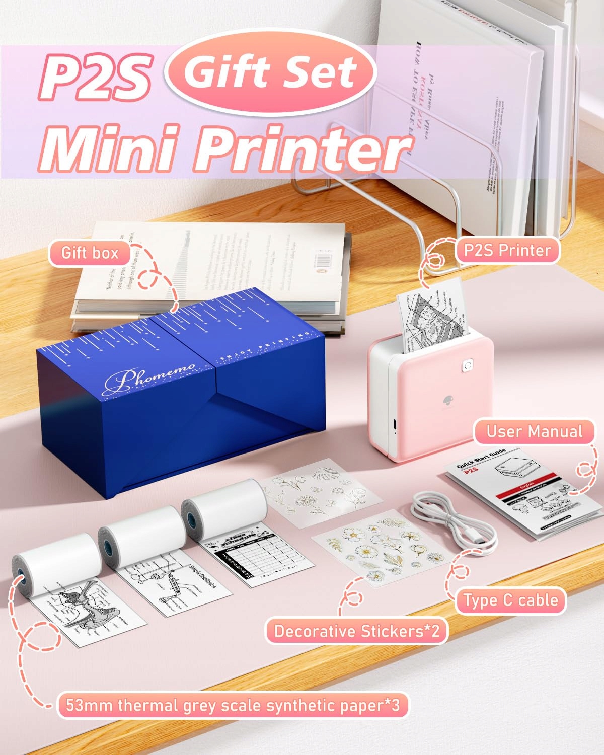 PHOMEMO P2S Mini Bezprzewodowa Drukarka Termiczna do Zdjęć i Notatek — miniatura 6