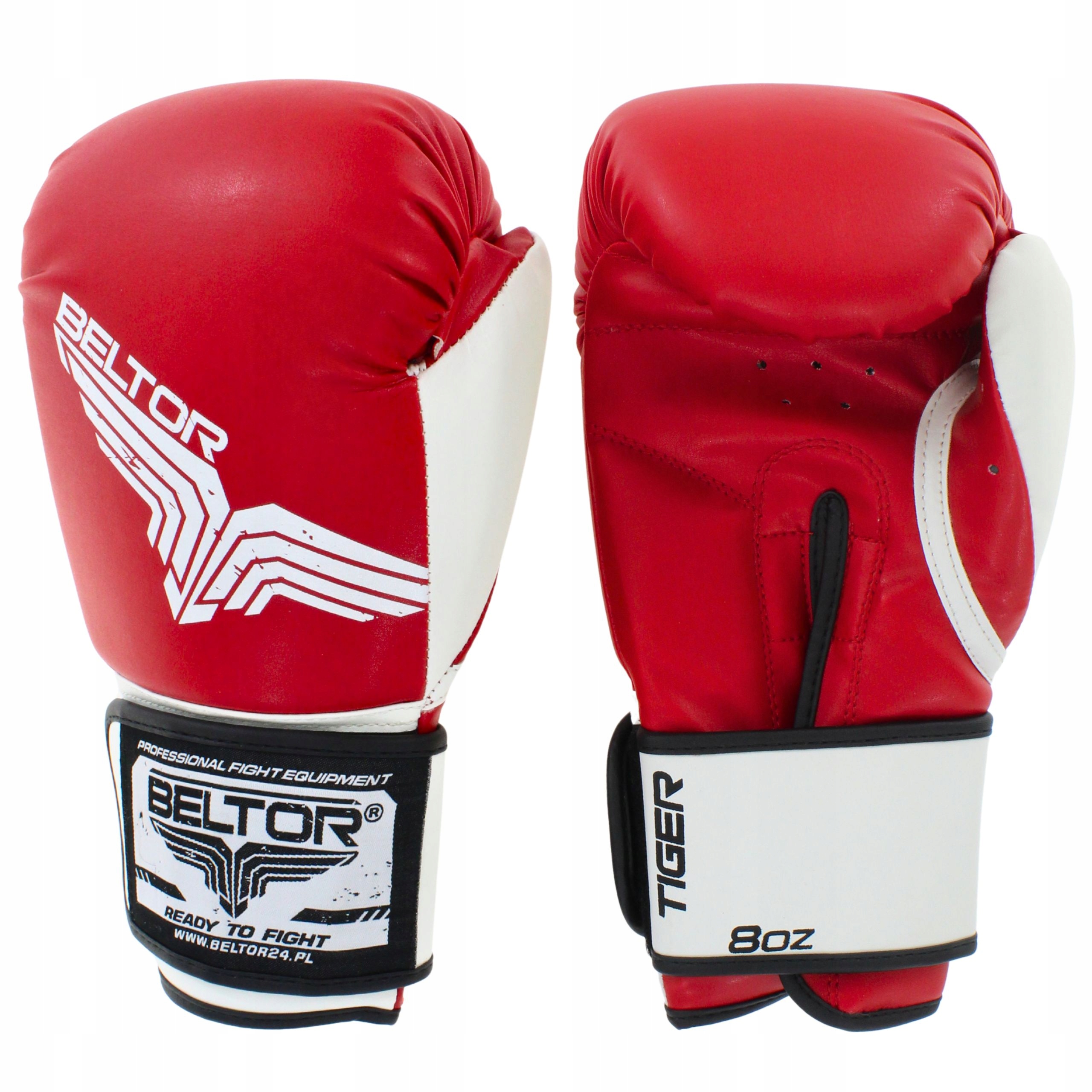 Beltor Rękawice Bokserskie Sparingowe Treningowe Tiger Czerwone 8OZ