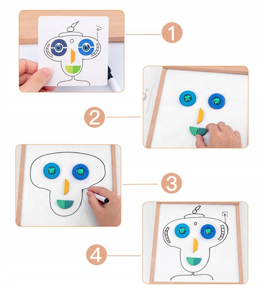 DREWNIANE PUZZLE UKŁADANKA MAGNETYCZNA MONTESSORI Szerokość produktu 22 cm