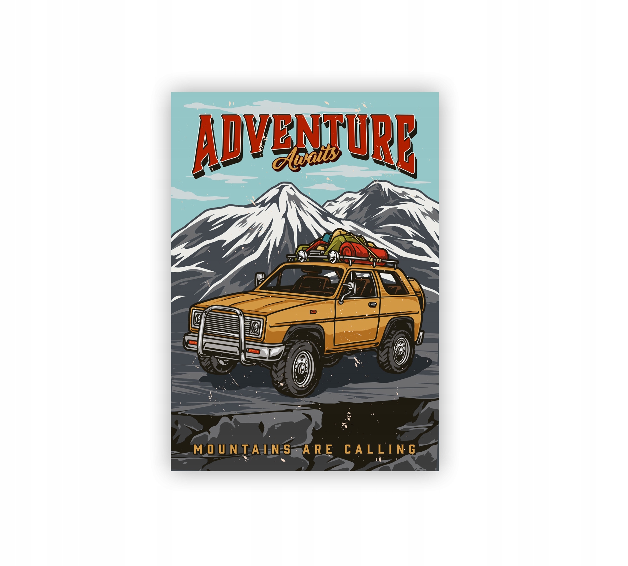 Plakat A3 vintage retro góry samochód adventure Format papieru A3