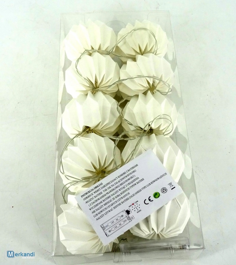 COTTON BALLS lampiony KULE LED 10SZT biały ORIGAMI Długość 200 cm