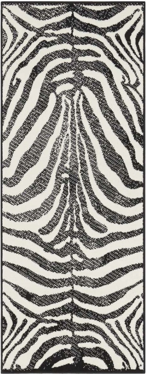 Behúň 80x250 cm, moderný vzor do predsiene-chodby, čierno-krémový