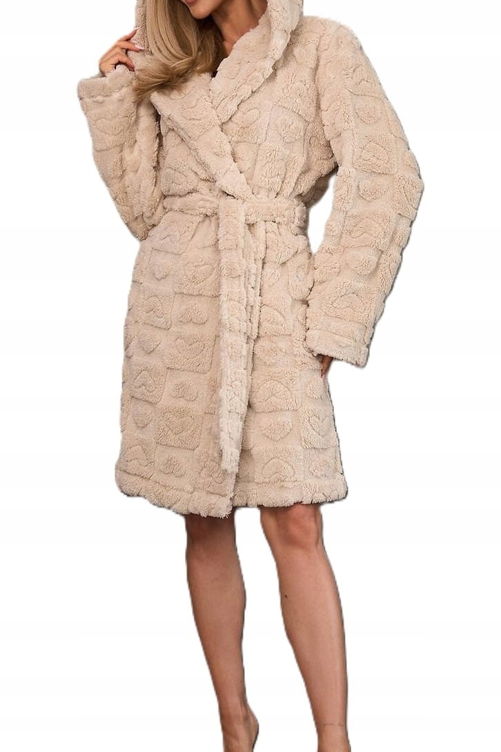 Krátký dámský župan L&L 2553 Valentina béžový [Velikost XL]