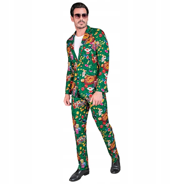 Kostým oblek s potiskem ve stylu kasina, hráč, ruleta XXL