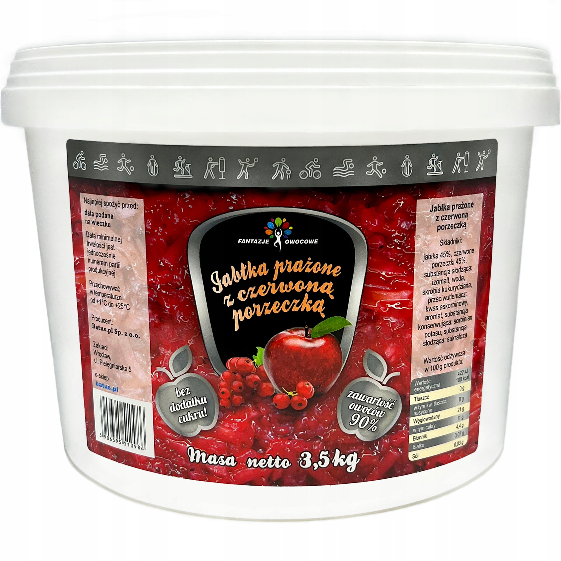 Levně Pražená Jablka S Červeným Rybízem Bez Cukru Fruželina 3,5 Kg