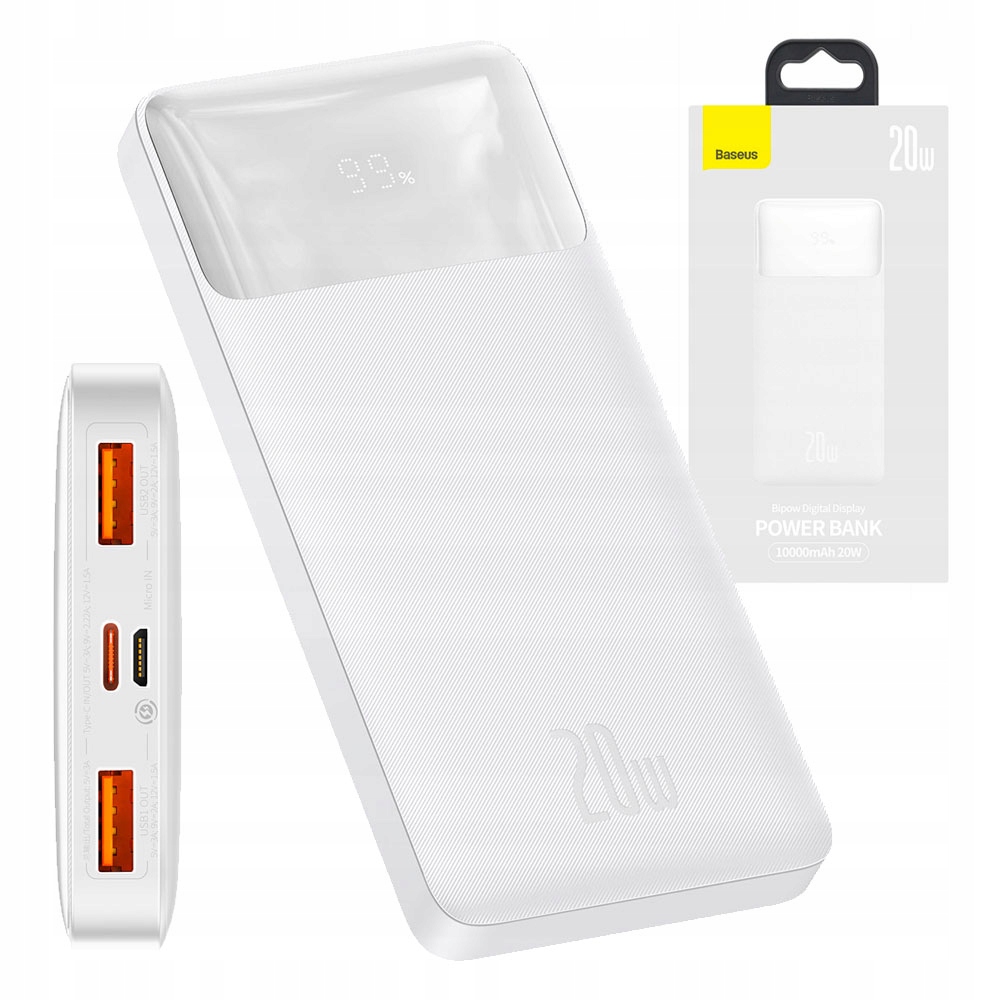 BASEUS POWERBANK LEKKI WYGODNY 10000mAh 20W SZYBKI POWER BANK USB/USB-C EAN (GTIN) 6953156206526
