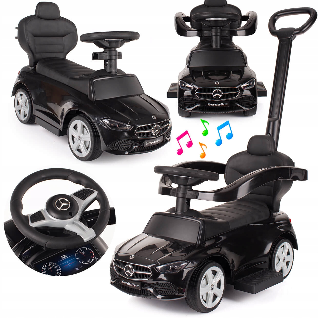 Jeździk Mercedes Z Pchaczem 4W1 Jeździk Chodzik Pchacz C63 Amg Pojazd Autko