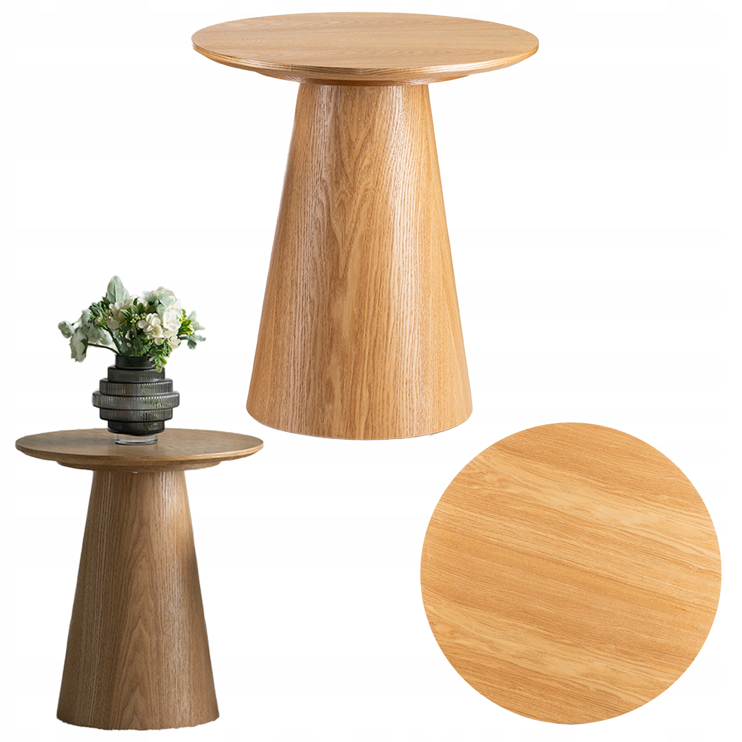 Okrúhly konferenčný stolík Milan 45 cm dubová lavica do obývačky loft scandi japandi