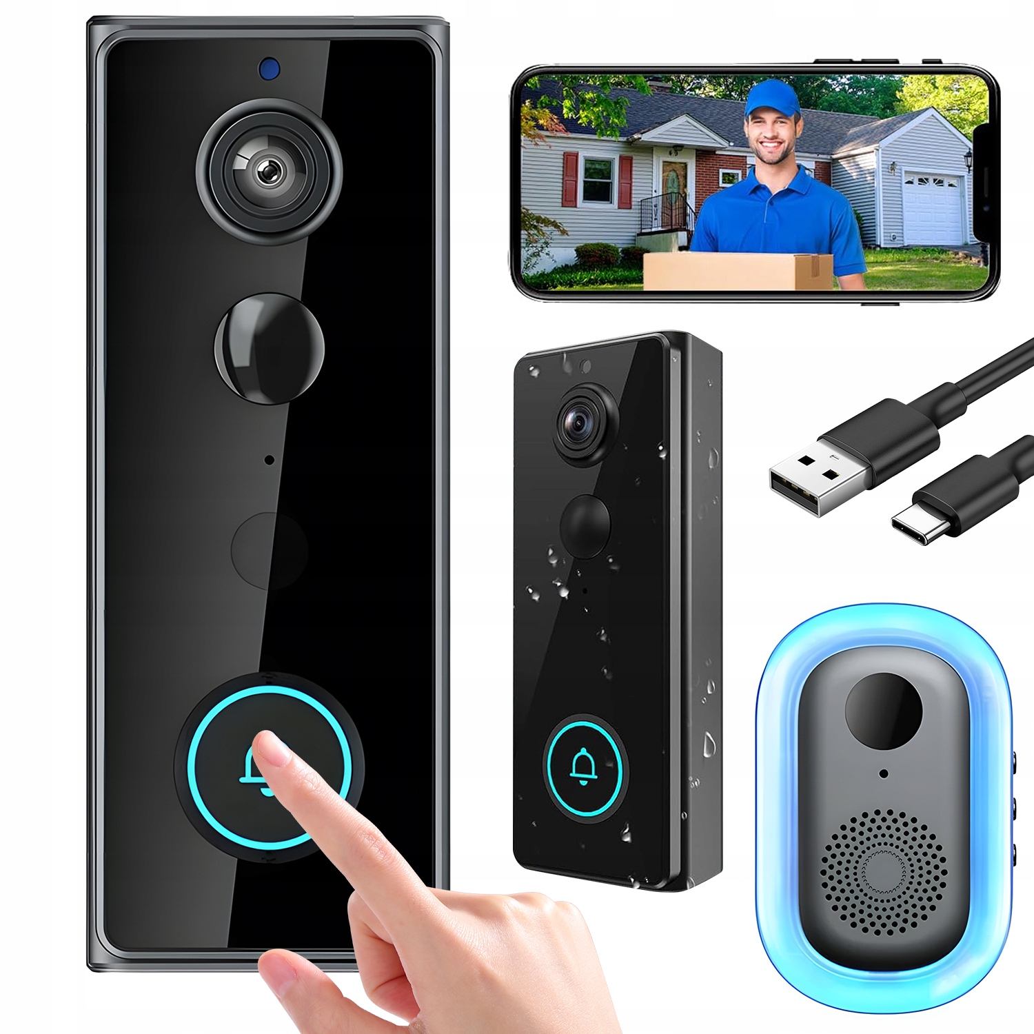 Wifi Videotelefon Zvonek S 2K Kamerou Pro Noční Vidění, Obousměrná 32GB Karta