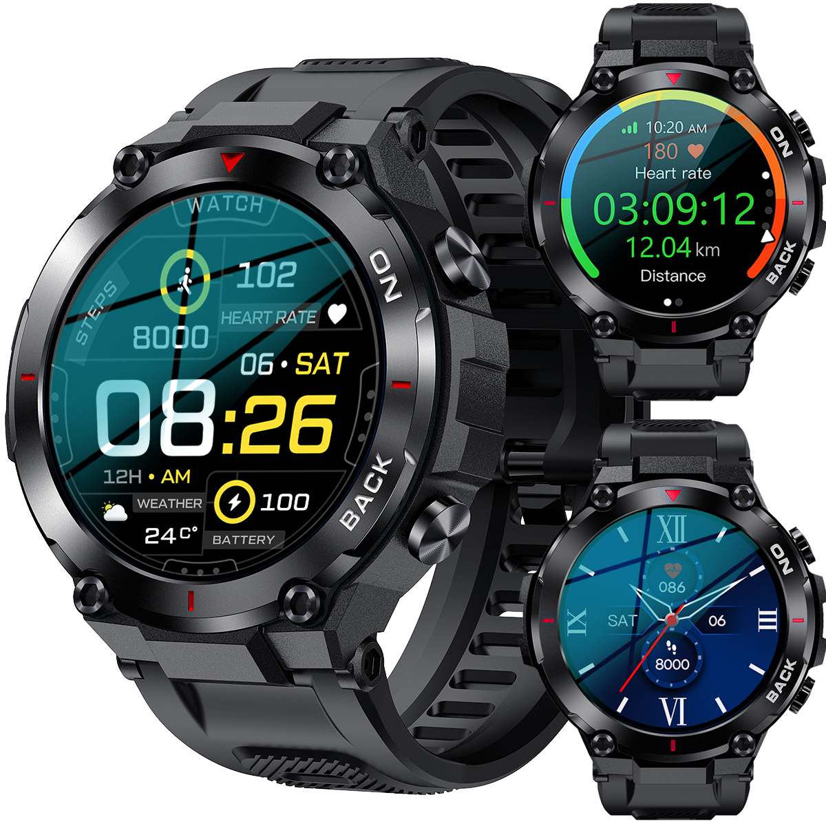

Smartwatch Zegarek Militarny Z Gps Pol Menu Amoled