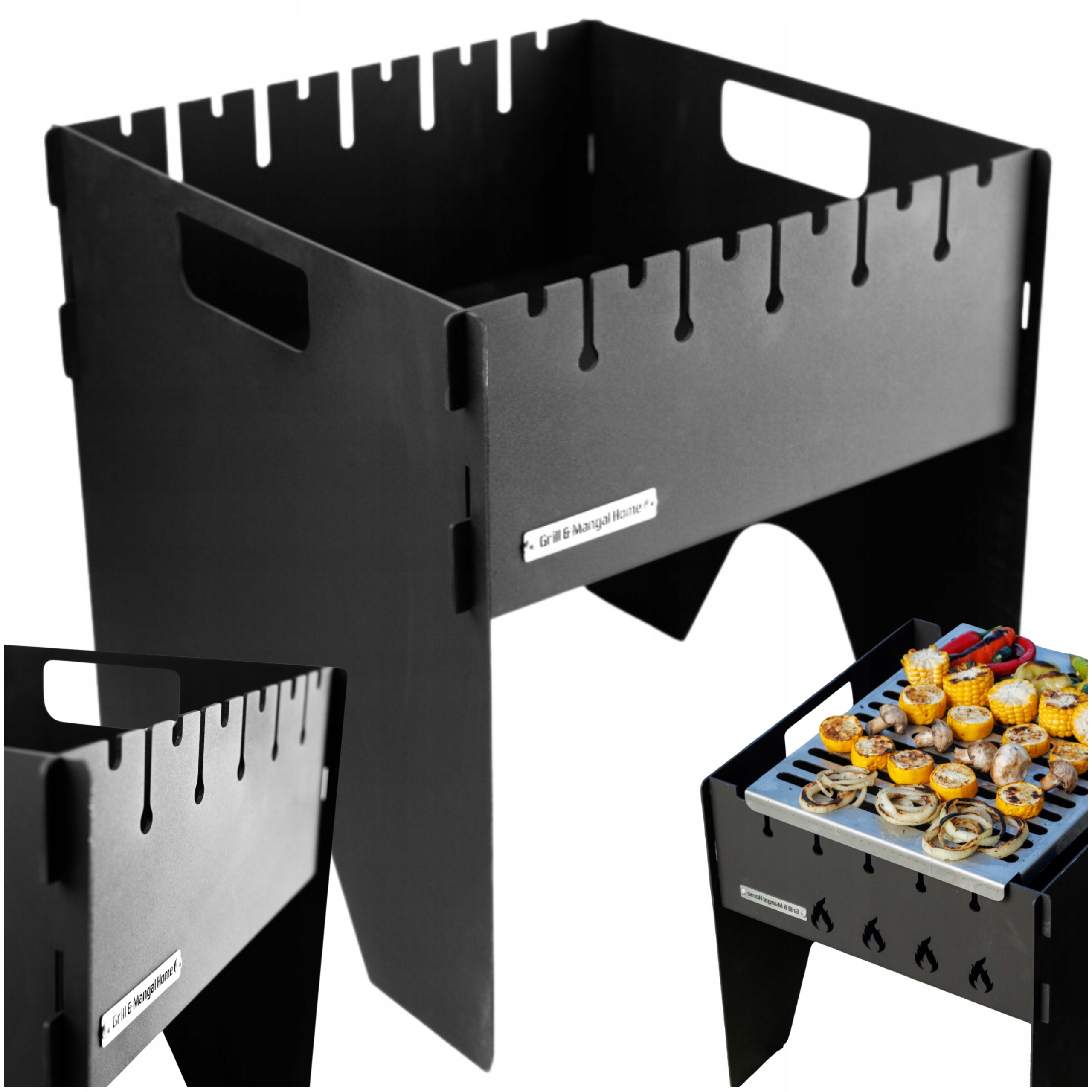 Mangal Grill Na 6 Szpikulców Etui Węglowy Metal 2,5 mm Składany Praktyczny