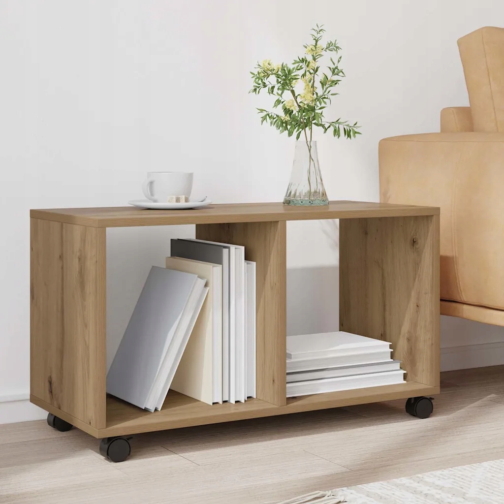 vidaXL Skříňka na kolečkách dub artisan 72x33x42,5 cm kompozitní dřevo