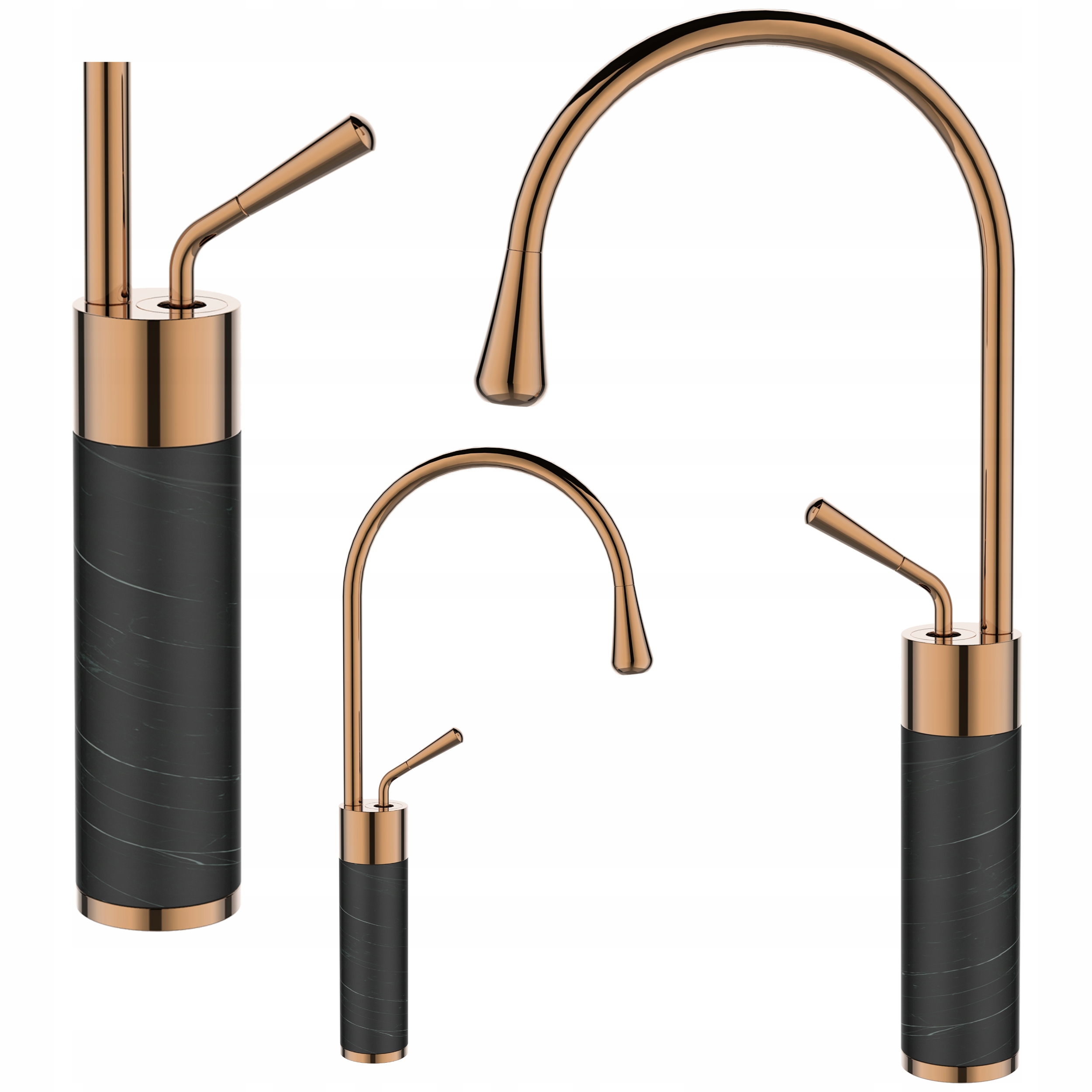 Bateria Umywalkowa Łazienkowa Kran Wysoka Stojąca Jednouchwytowa Marmurkowa