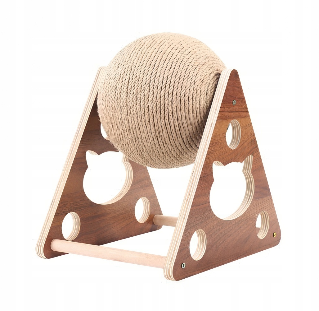 Levně Dřevěný stolní škrabadlo pro kočky se sisalovou koulí 17x18x19 cm, robustní