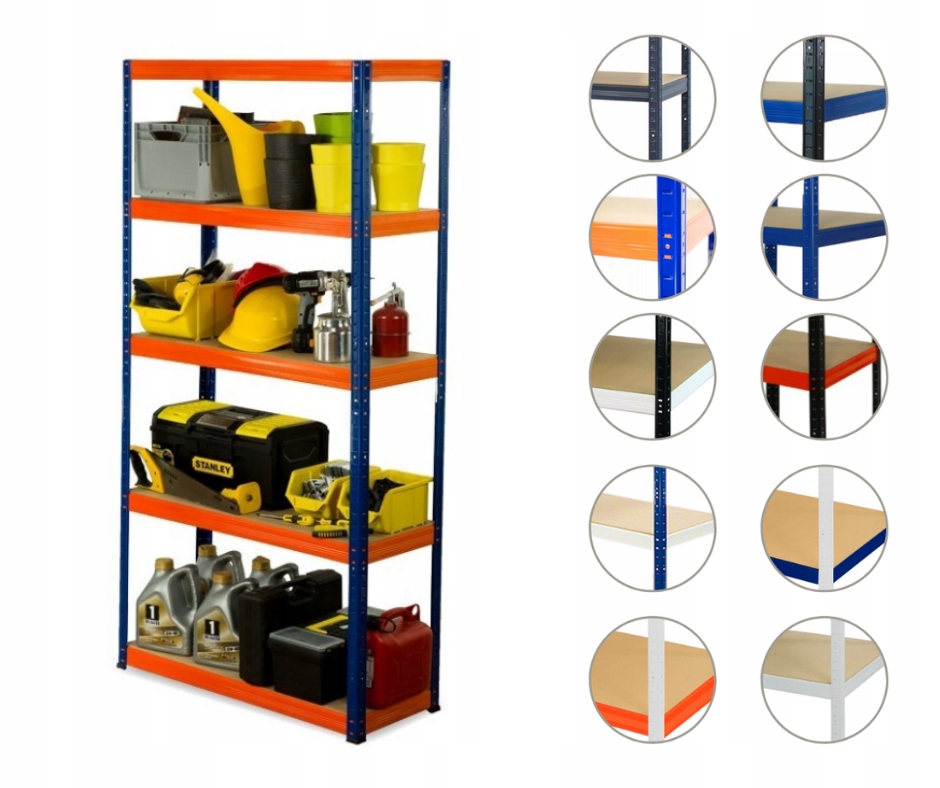 Kovový regál, garážový skladový regál Helios Hno 180x090x45 5x400 kg