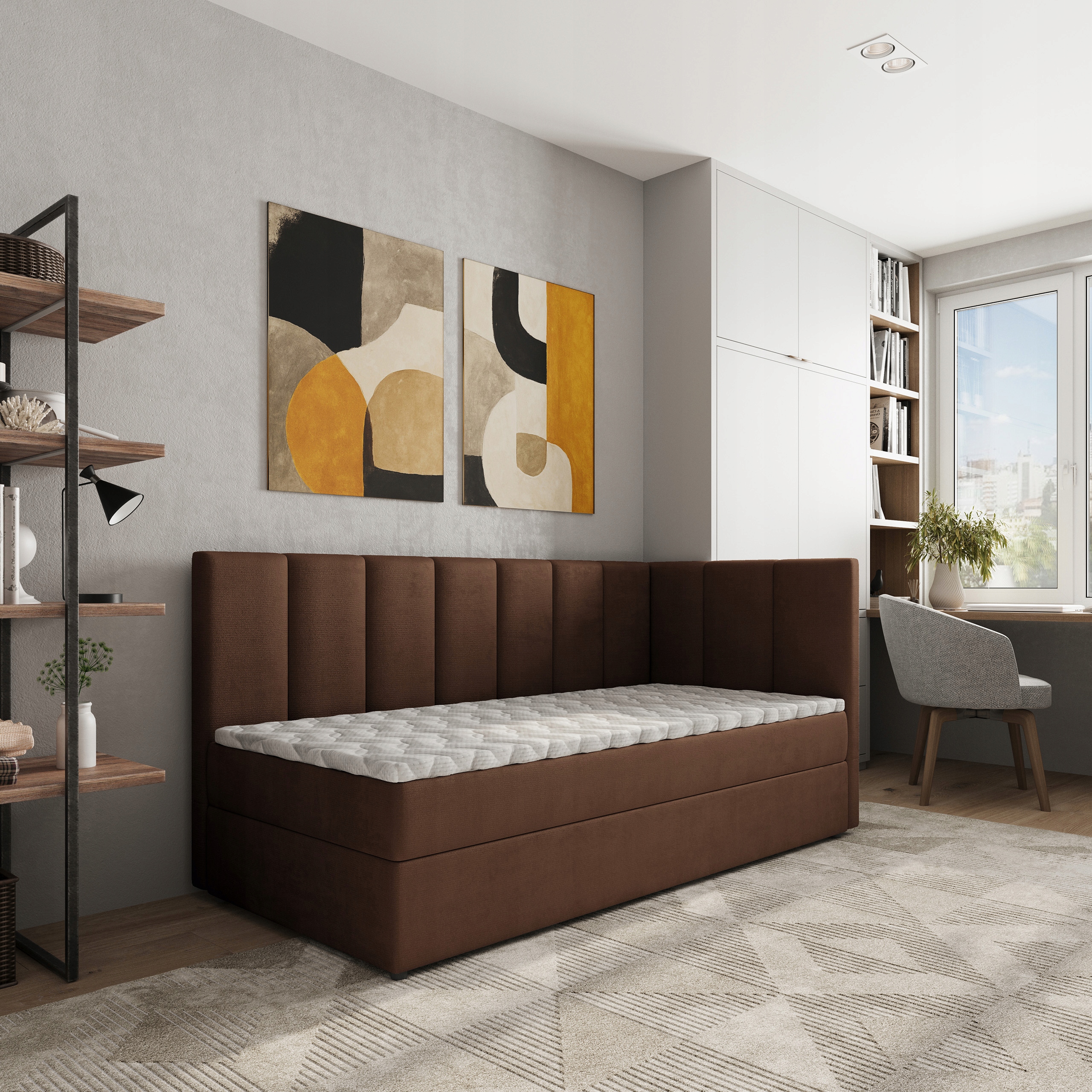 Jednolůžko Beve 90x200 cm s matrací Jednolůžkové Pro Mládež hnědé