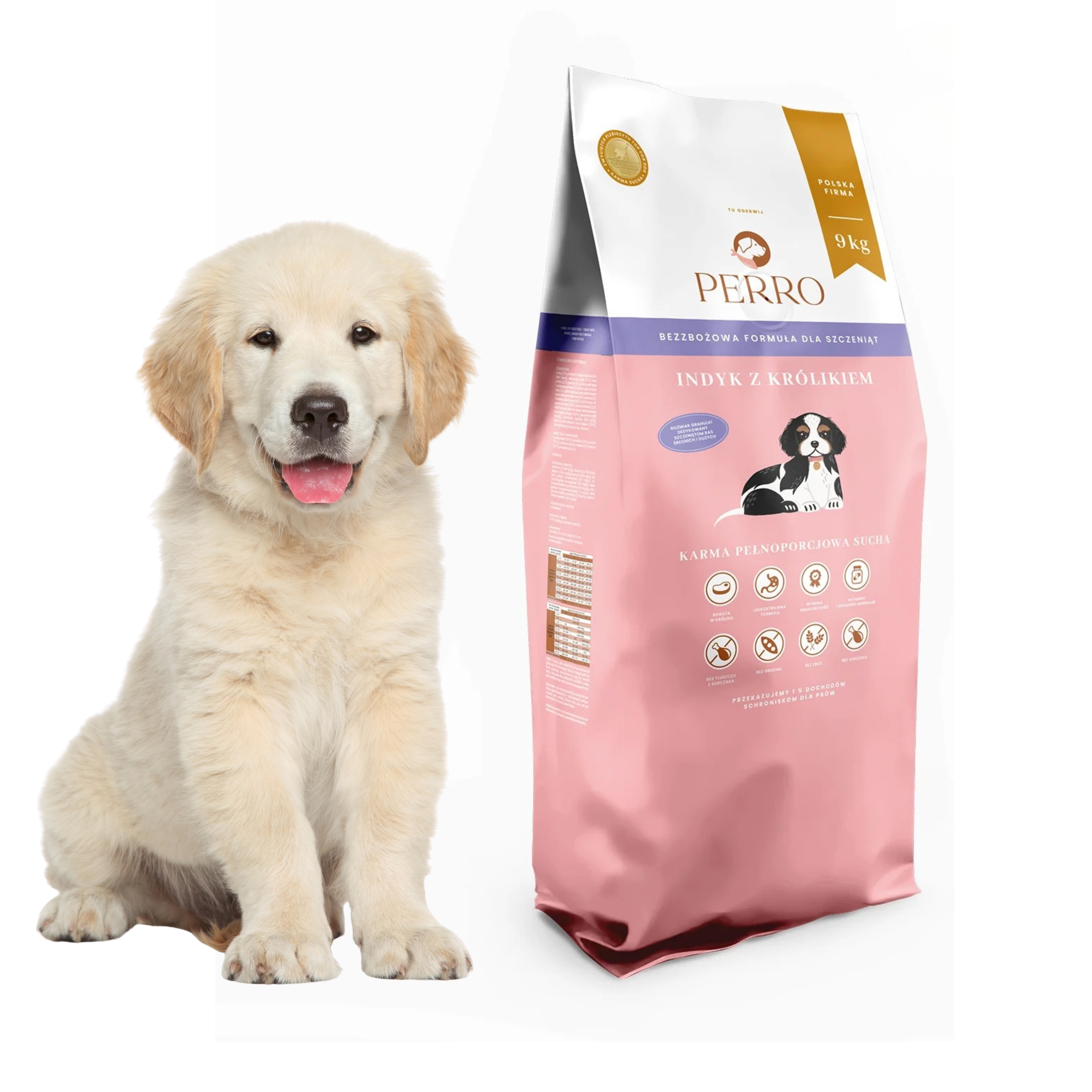 Perro Junior indyk z królikiem dla szczeniąt 9 kg karma sucha