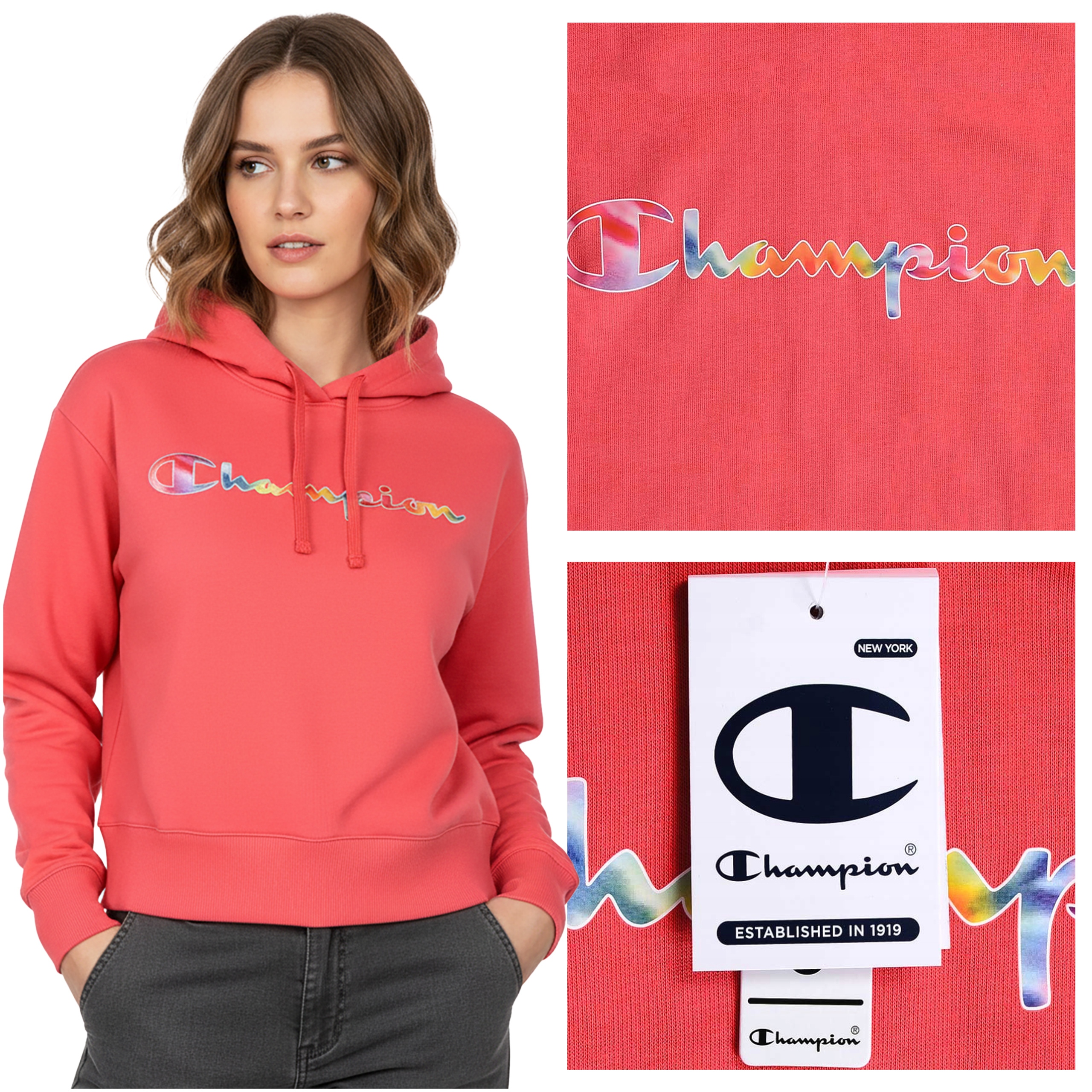 Champion Mikina s kapucí s kapucí, bavlněné logo, velikost L