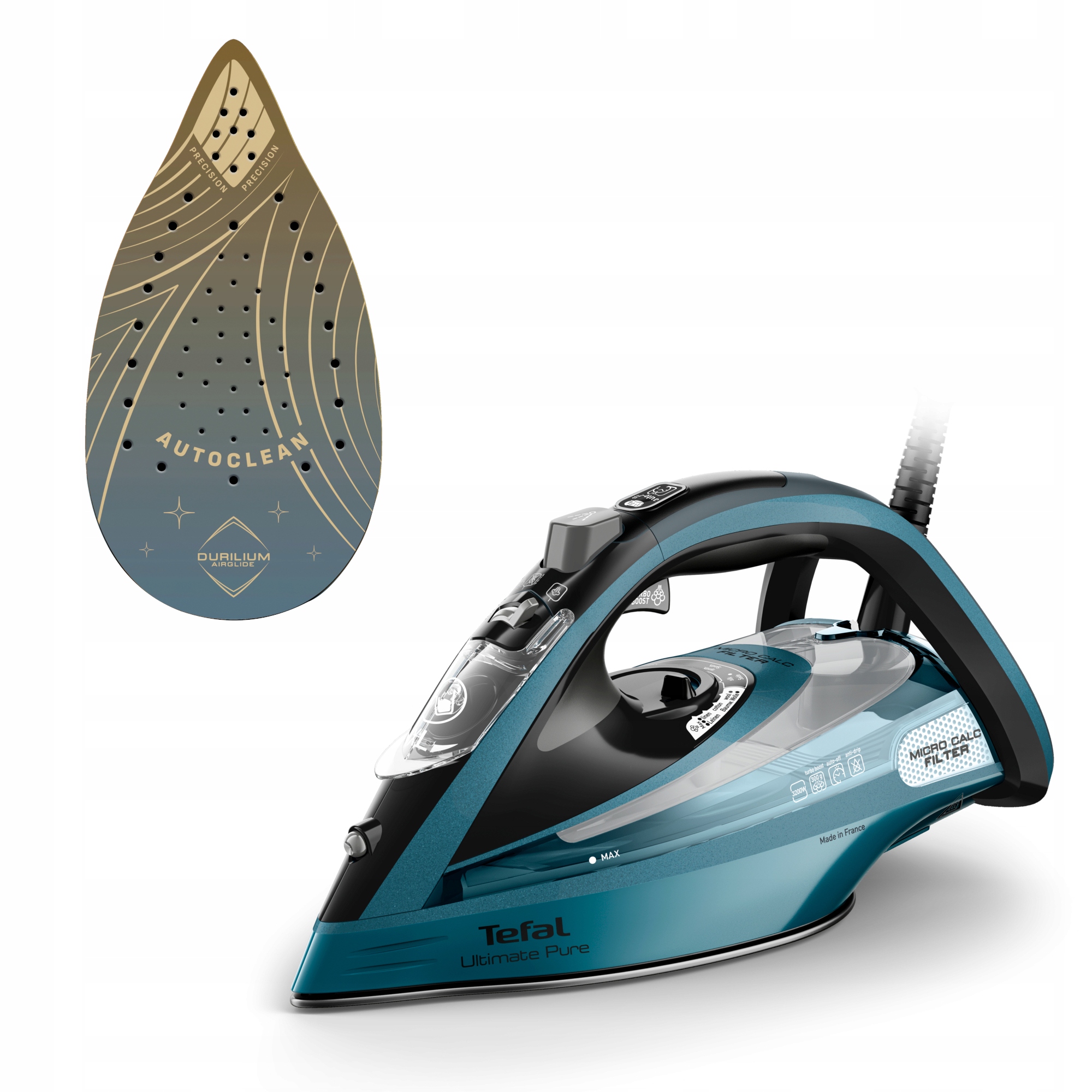 Żelazko Tefal Ultimate Pure FV9851 3200 W mocne uderzenie pary 300 g/min System Anti-Drip
