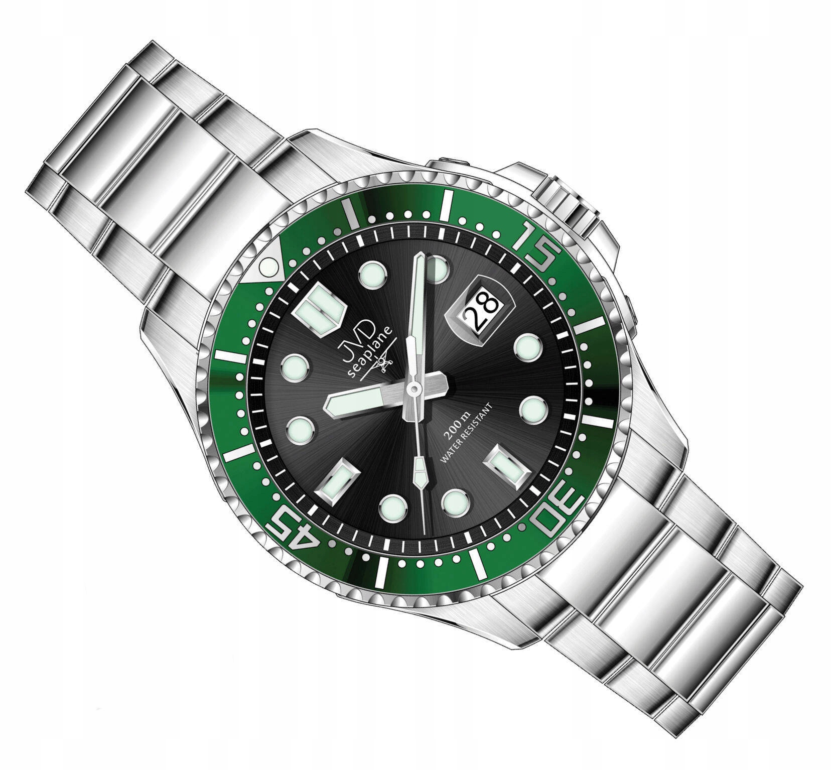 Pánské Vodotěsné Čitelné Ocelové Hodinky Jvd Seaplane JE1012.2 Datumovka